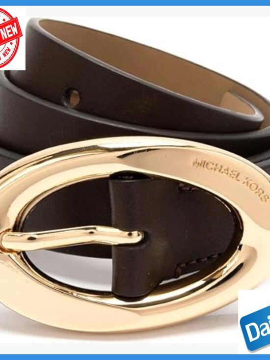 Leather Belt with Prong Buckle, Adjustable Fit, Medium Size main image 5
